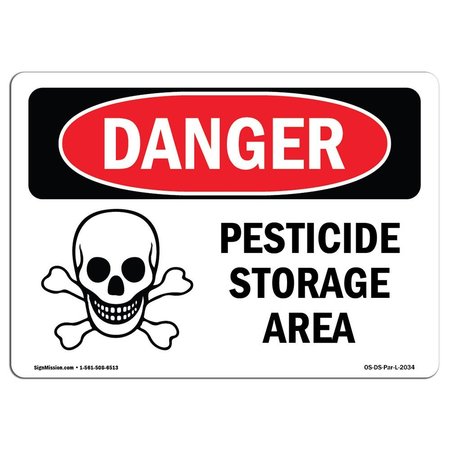 SIGNMISSION Safety Sign, OSHA Danger, 18" Height, 24" Width, Rigid Plastic, Pesticide Storage Area, Landscape OS-DS-P-1824-L-2034